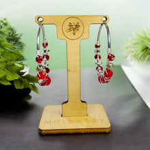 Load image into Gallery viewer, NIKOLA- Red and Silver Multi-colored Beaded Wire-wrapped Hoop Earrings
