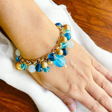 Load image into Gallery viewer, Blue Multi colored Beaded Bracelet, Charm Beaded Bracelet
