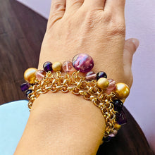 Load image into Gallery viewer, KORA- Purple and Gold Multi color Beaded Charm Bracelet
