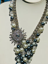 Load image into Gallery viewer, MARINA- Gray and White Pearl Beaded Bib Necklace
