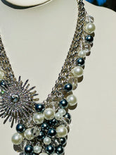 Load image into Gallery viewer, MARINA- Gray and White Pearl Beaded Bib Necklace
