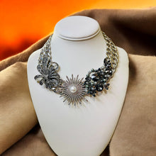 Load image into Gallery viewer, FARAH - Black and Silver Statement Necklace
