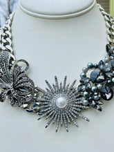 Load image into Gallery viewer, FARAH - Black and Silver Statement Necklace
