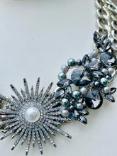 Load image into Gallery viewer, FARAH - Black and Silver Statement Necklace
