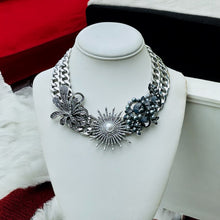 Load image into Gallery viewer, FARAH - Black and Silver Statement Necklace
