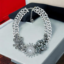 Load image into Gallery viewer, FARAH - Black and Silver Statement Necklace
