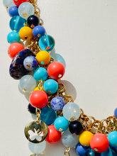 Load image into Gallery viewer, VIOLETTE- Purple and Blue Multi colored Clustered Beaded Short Necklace
