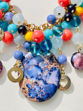 Load image into Gallery viewer, VIOLETTE- Purple and Blue Multi colored Clustered Beaded Short Necklace
