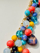Load image into Gallery viewer, VIOLETTE- Purple and Blue Multi colored Clustered Beaded Short Necklace
