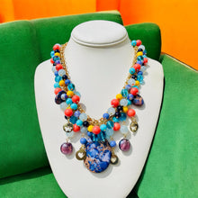 Load image into Gallery viewer, VIOLETTE- Purple and Blue Multi colored Clustered Beaded Short Necklace
