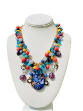 Load image into Gallery viewer, VIOLETTE- Purple and Blue Multi colored Clustered Beaded Short Necklace
