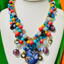 Load image into Gallery viewer, VIOLETTE- Purple and Blue Multi colored Clustered Beaded Short Necklace
