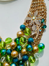 Load image into Gallery viewer, TRUE - Green and Teal Multi color Bib Statement Necklace
