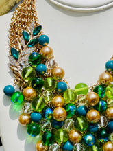 Load image into Gallery viewer, TRUE - Green and Teal Multi color Bib Statement Necklace
