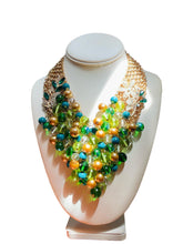 Load image into Gallery viewer, TRUE - Green and Teal Multi color Bib Statement Necklace
