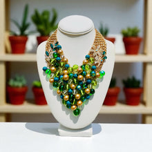 Load image into Gallery viewer, TRUE - Green and Teal Multi color Bib Statement Necklace
