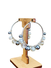 Load image into Gallery viewer, ASPER- Gray Multi colored Wire wrapped Hoops
