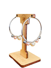 Load image into Gallery viewer, ROHINI- Peach and Gray Multi colored Wire wrapped Hoops
