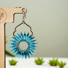 Load image into Gallery viewer, EDITH- Blue and Gold Drop Earrings
