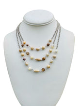 Load image into Gallery viewer, TALISA- Silver/ Neutral Multi colored Triple Strand Short Beaded Necklace
