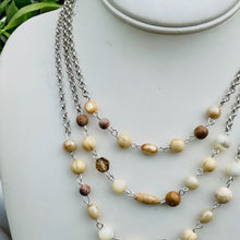 Load image into Gallery viewer, TALISA- Silver/ Neutral Multi colored Triple Strand Short Beaded Necklace
