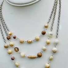 Load image into Gallery viewer, TALISA- Silver/ Neutral Multi colored Triple Strand Short Beaded Necklace
