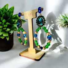 Load image into Gallery viewer, SHALINI - Green and Blue Beaded Tear Drop Earrings
