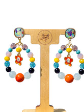 Load image into Gallery viewer, IVIE - Blue, Yellow and Purple Multi colored Beaded Tear Drop Earrings
