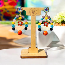 Load image into Gallery viewer, IVIE - Blue, Yellow and Purple Multi colored Beaded Tear Drop Earrings
