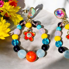 Load image into Gallery viewer, IVIE - Blue, Yellow and Purple Multi colored Beaded Tear Drop Earrings
