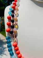 Load image into Gallery viewer, DAISEE-  Coral and Blue Multi-color, Multi-strand Flower Beaded Necklace
