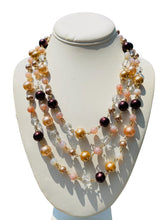 Load image into Gallery viewer, RAELYN-  Pink and Brown Multi-color, Multi-strand Beaded Necklace
