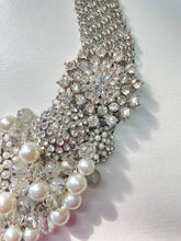 Load image into Gallery viewer, GRACIELLA- Gray and White Pearl Beaded Bib Necklace

