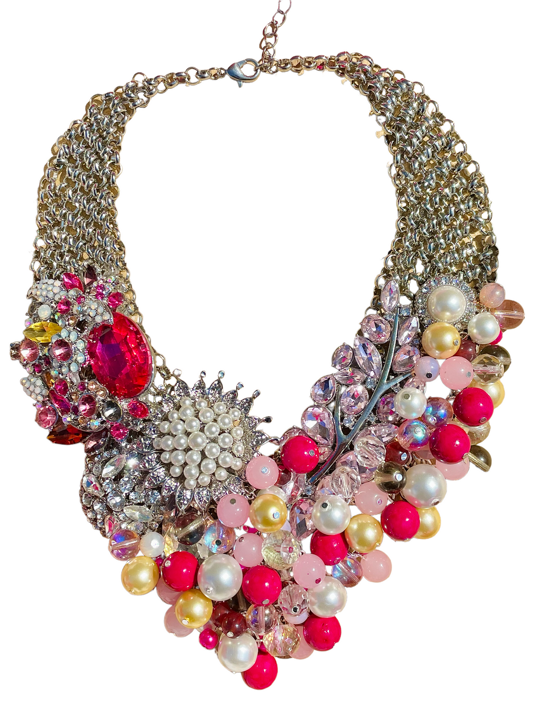 ARIA - Pink Multi color Bib Statement Necklace
