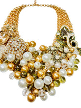Load image into Gallery viewer, ROSALIND - Pearl and Gold Multi color Bib Statement Necklace
